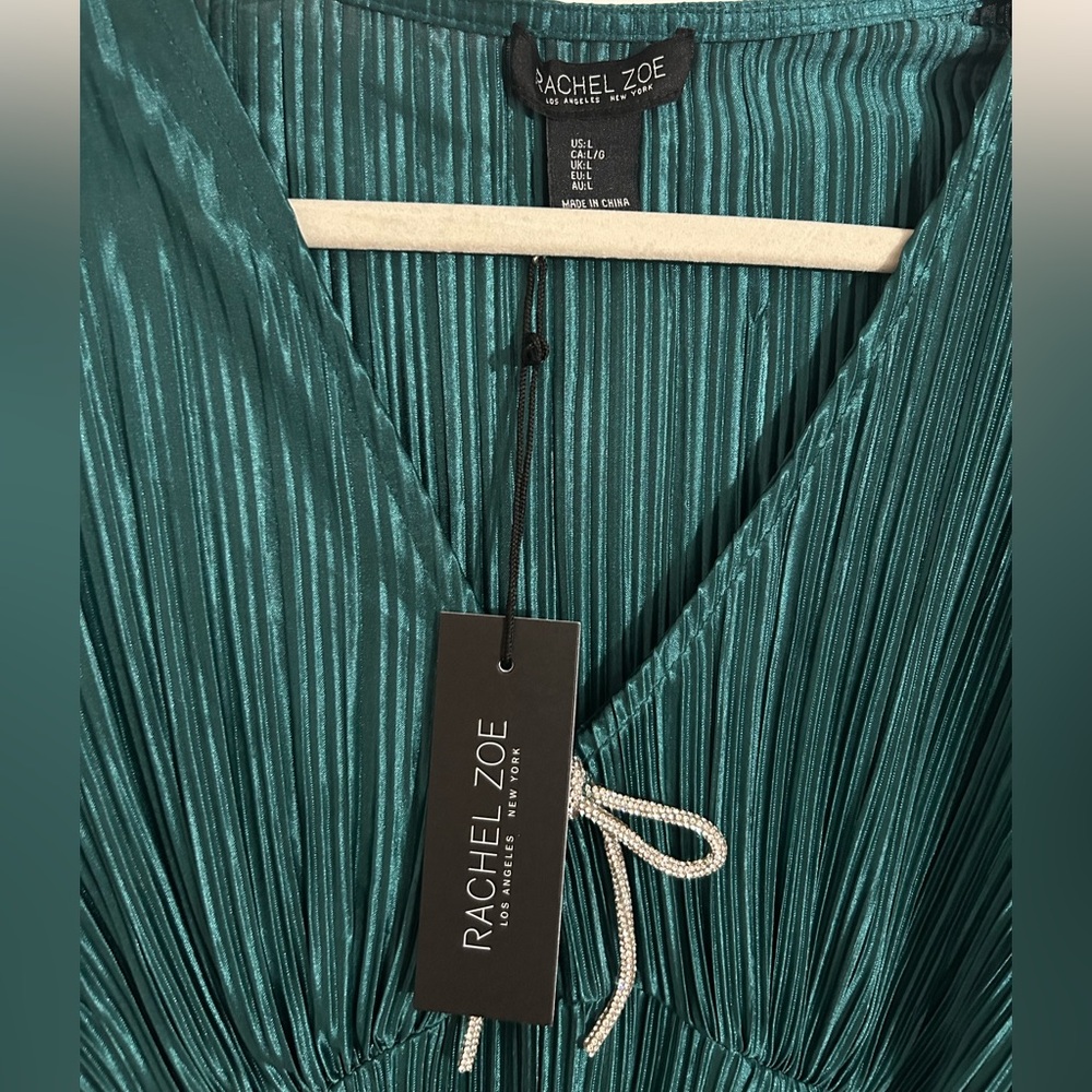 Rachel Zoe Emerald Pleated V-Neck Blouse - Picture 4 of 6